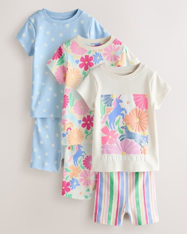 Pink Floral Unicorn Short Pyjamas